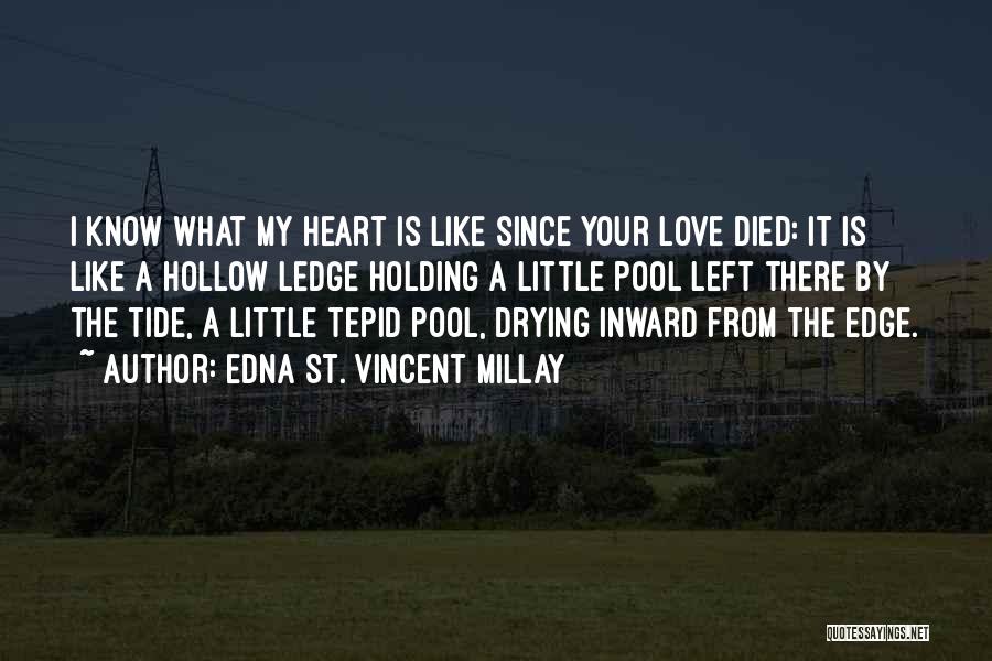 Edna St. Vincent Millay Quotes: I Know What My Heart Is Like Since Your Love Died: It Is Like A Hollow Ledge Holding A Little