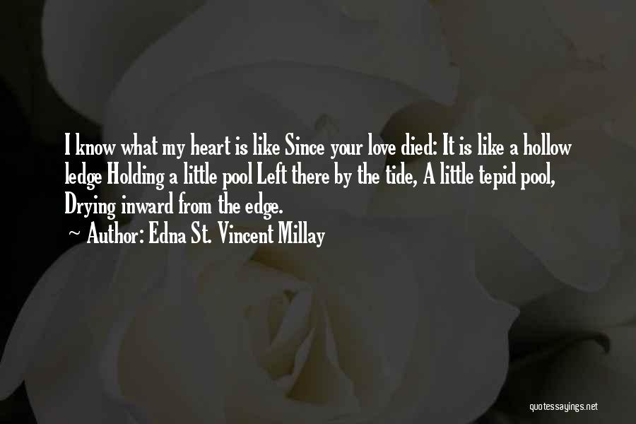 Edna St. Vincent Millay Quotes: I Know What My Heart Is Like Since Your Love Died: It Is Like A Hollow Ledge Holding A Little