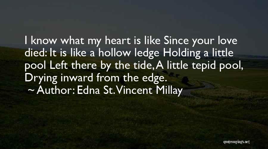 Edna St. Vincent Millay Quotes: I Know What My Heart Is Like Since Your Love Died: It Is Like A Hollow Ledge Holding A Little