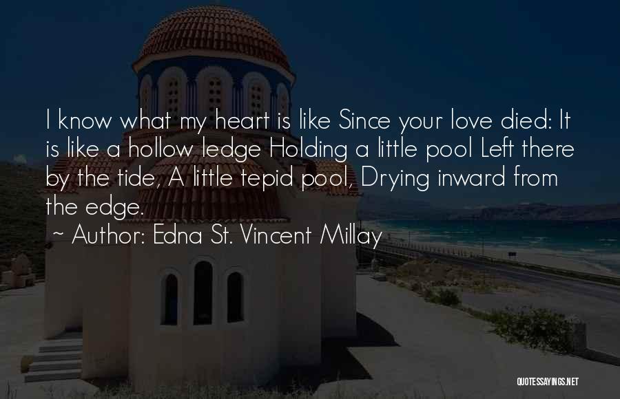 Edna St. Vincent Millay Quotes: I Know What My Heart Is Like Since Your Love Died: It Is Like A Hollow Ledge Holding A Little