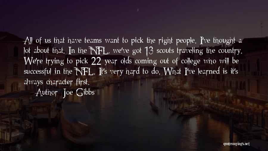 Joe Gibbs Quotes: All Of Us That Have Teams Want To Pick The Right People. I've Thought A Lot About That. In The