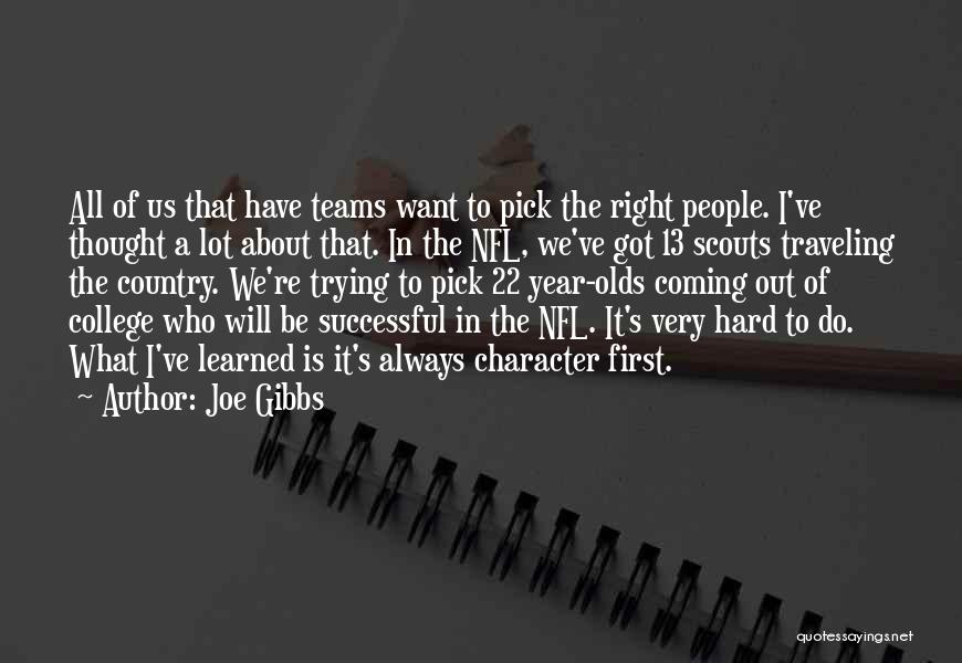 Joe Gibbs Quotes: All Of Us That Have Teams Want To Pick The Right People. I've Thought A Lot About That. In The