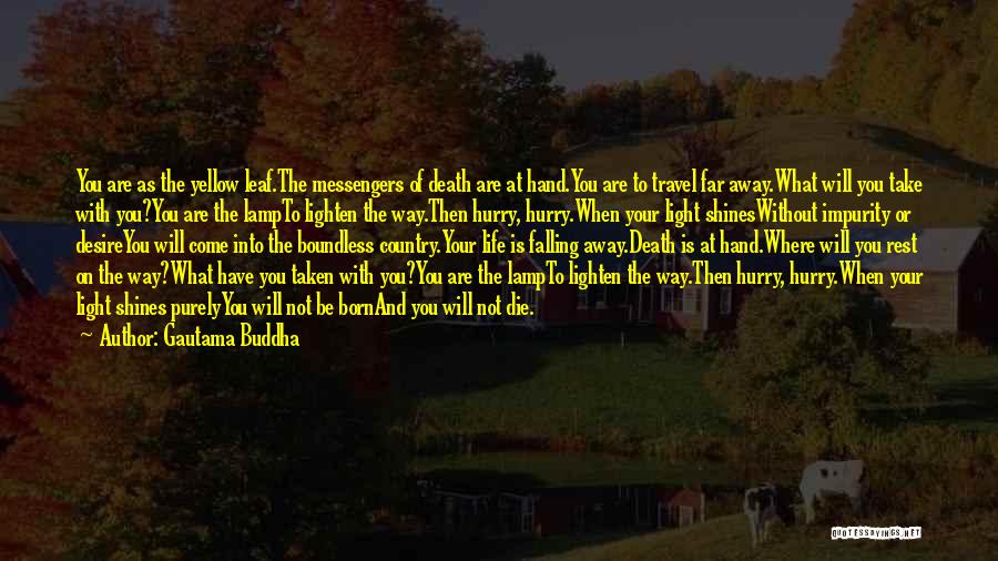 Gautama Buddha Quotes: You Are As The Yellow Leaf.the Messengers Of Death Are At Hand.you Are To Travel Far Away.what Will You Take