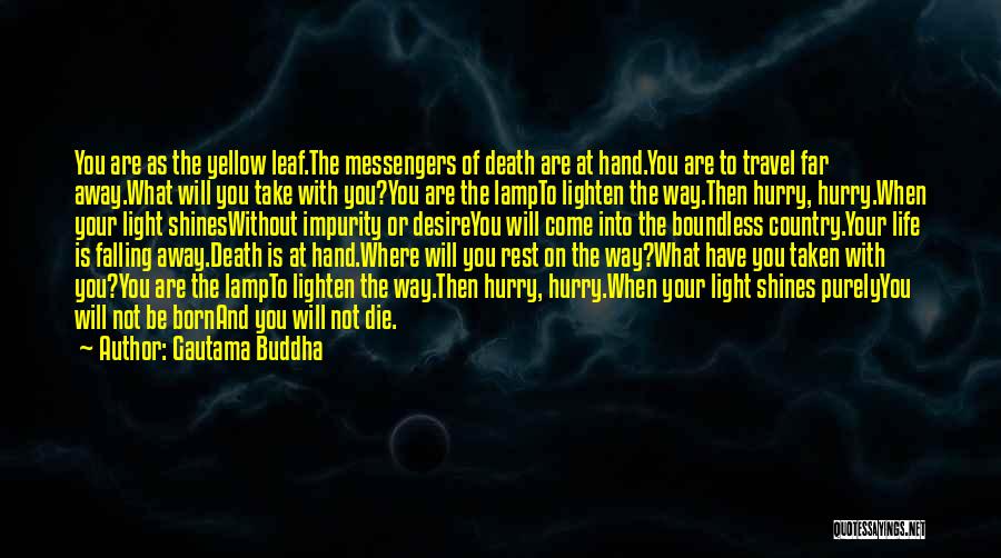 Gautama Buddha Quotes: You Are As The Yellow Leaf.the Messengers Of Death Are At Hand.you Are To Travel Far Away.what Will You Take