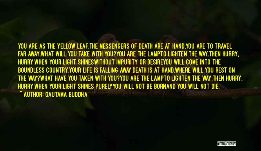 Gautama Buddha Quotes: You Are As The Yellow Leaf.the Messengers Of Death Are At Hand.you Are To Travel Far Away.what Will You Take