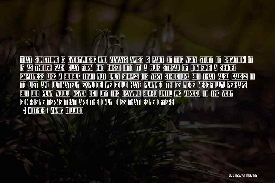 Annie Dillard Quotes: That Something Is Everywhere And Always Amiss Is Part Of The Very Stuff Of Creation. It Is As Though Each