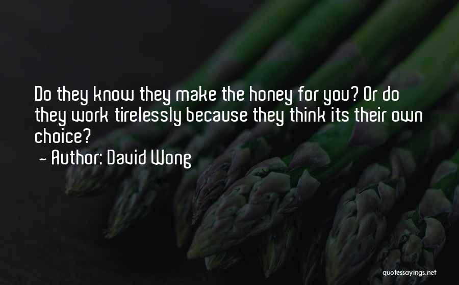 David Wong Quotes: Do They Know They Make The Honey For You? Or Do They Work Tirelessly Because They Think Its Their Own