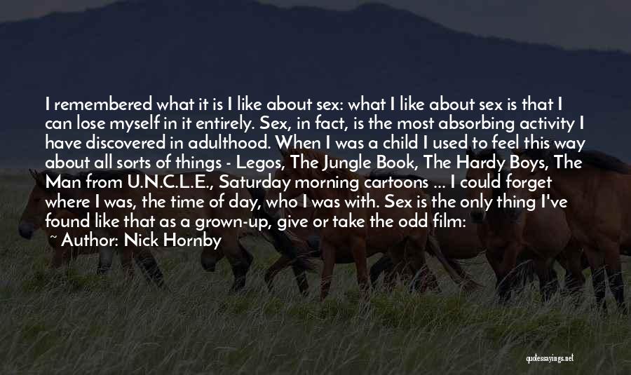 Nick Hornby Quotes: I Remembered What It Is I Like About Sex: What I Like About Sex Is That I Can Lose Myself
