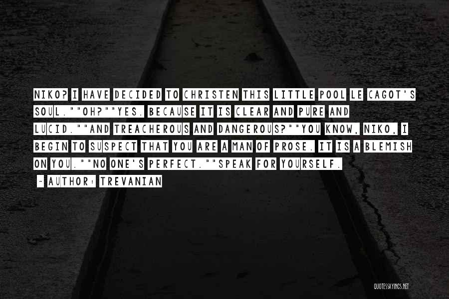 Trevanian Quotes: Niko? I Have Decided To Christen This Little Pool Le Cagot's Soul.oh?yes. Because It Is Clear And Pure And Lucid.and