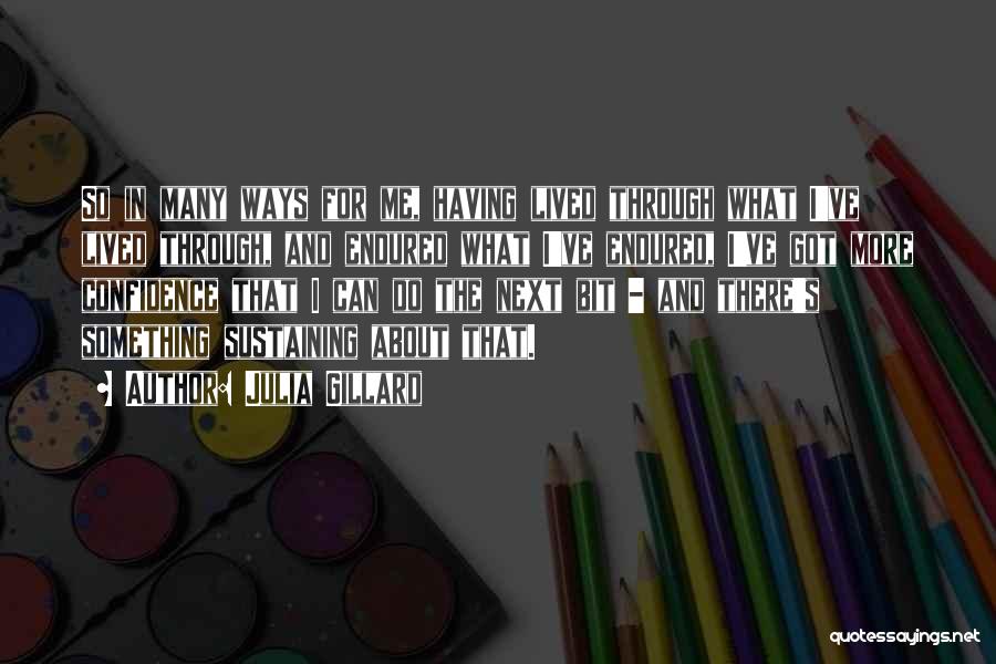 Julia Gillard Quotes: So In Many Ways For Me, Having Lived Through What I've Lived Through, And Endured What I've Endured, I've Got