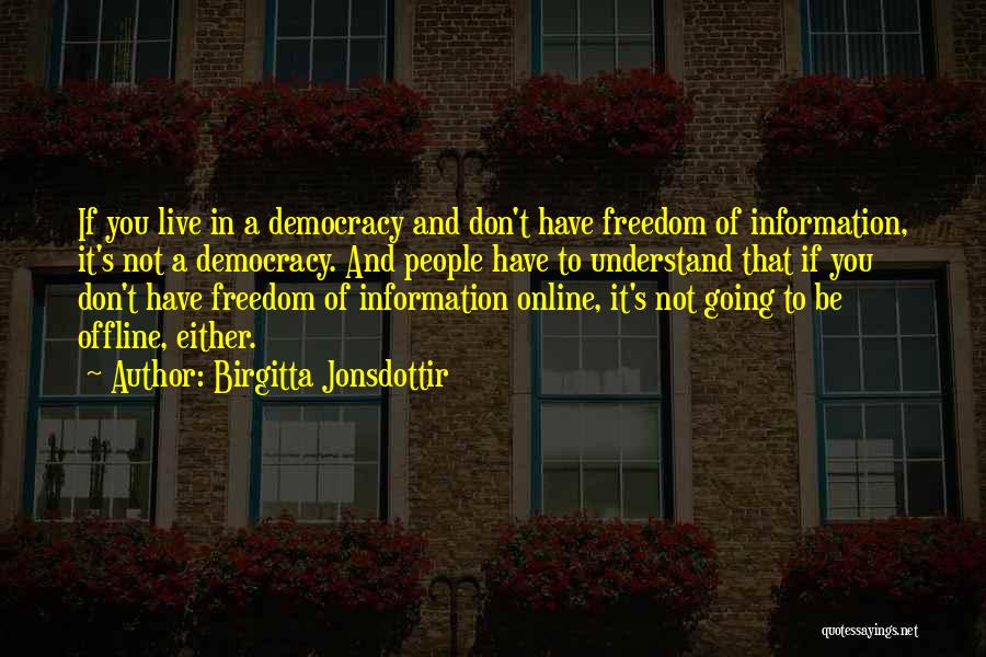 Birgitta Jonsdottir Quotes: If You Live In A Democracy And Don't Have Freedom Of Information, It's Not A Democracy. And People Have To