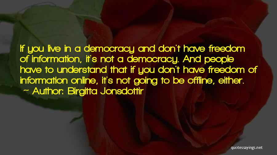 Birgitta Jonsdottir Quotes: If You Live In A Democracy And Don't Have Freedom Of Information, It's Not A Democracy. And People Have To