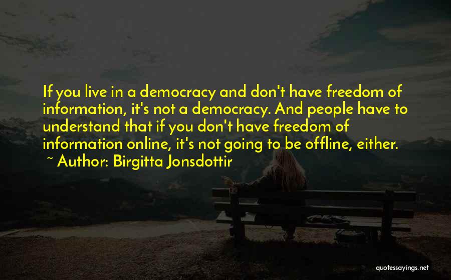 Birgitta Jonsdottir Quotes: If You Live In A Democracy And Don't Have Freedom Of Information, It's Not A Democracy. And People Have To