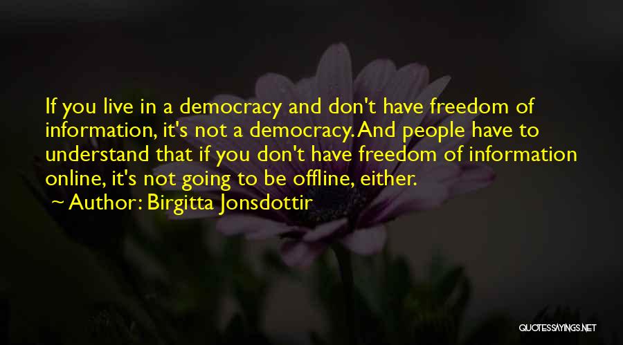 Birgitta Jonsdottir Quotes: If You Live In A Democracy And Don't Have Freedom Of Information, It's Not A Democracy. And People Have To