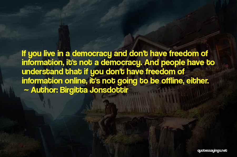 Birgitta Jonsdottir Quotes: If You Live In A Democracy And Don't Have Freedom Of Information, It's Not A Democracy. And People Have To