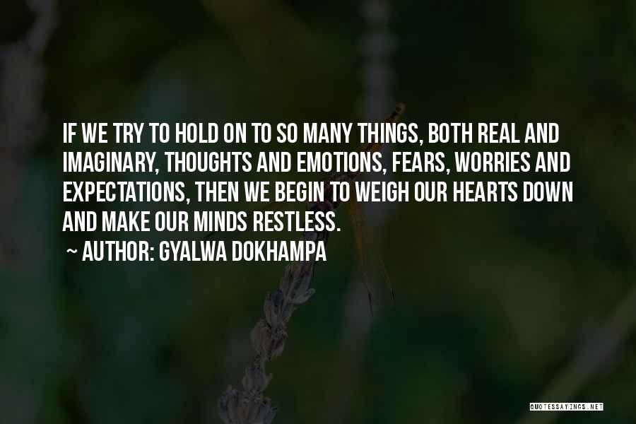 Gyalwa Dokhampa Quotes: If We Try To Hold On To So Many Things, Both Real And Imaginary, Thoughts And Emotions, Fears, Worries And