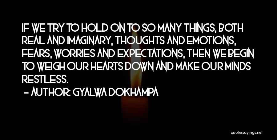 Gyalwa Dokhampa Quotes: If We Try To Hold On To So Many Things, Both Real And Imaginary, Thoughts And Emotions, Fears, Worries And