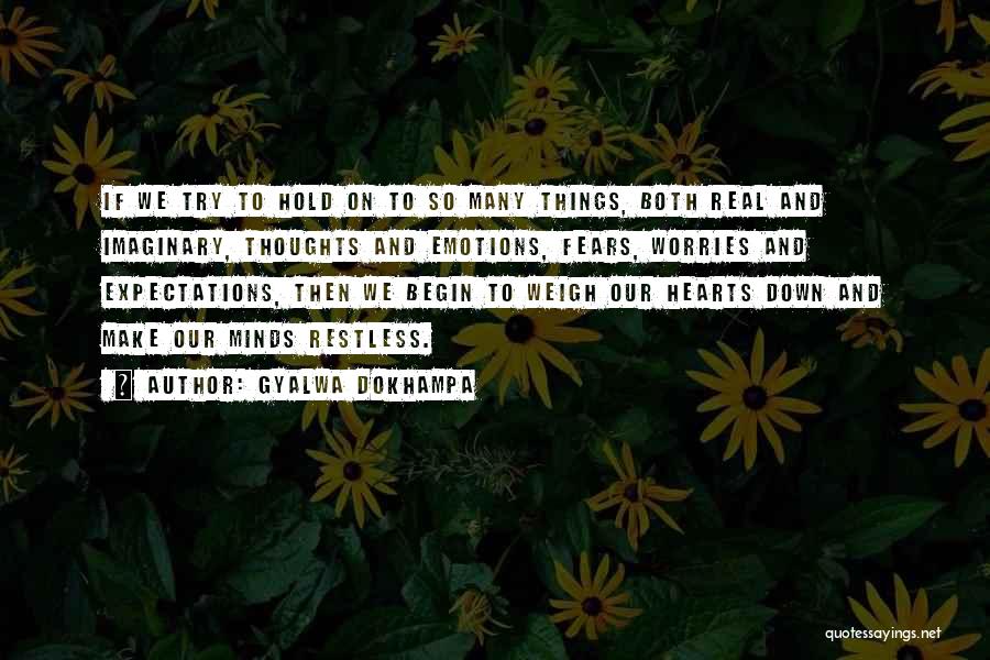 Gyalwa Dokhampa Quotes: If We Try To Hold On To So Many Things, Both Real And Imaginary, Thoughts And Emotions, Fears, Worries And