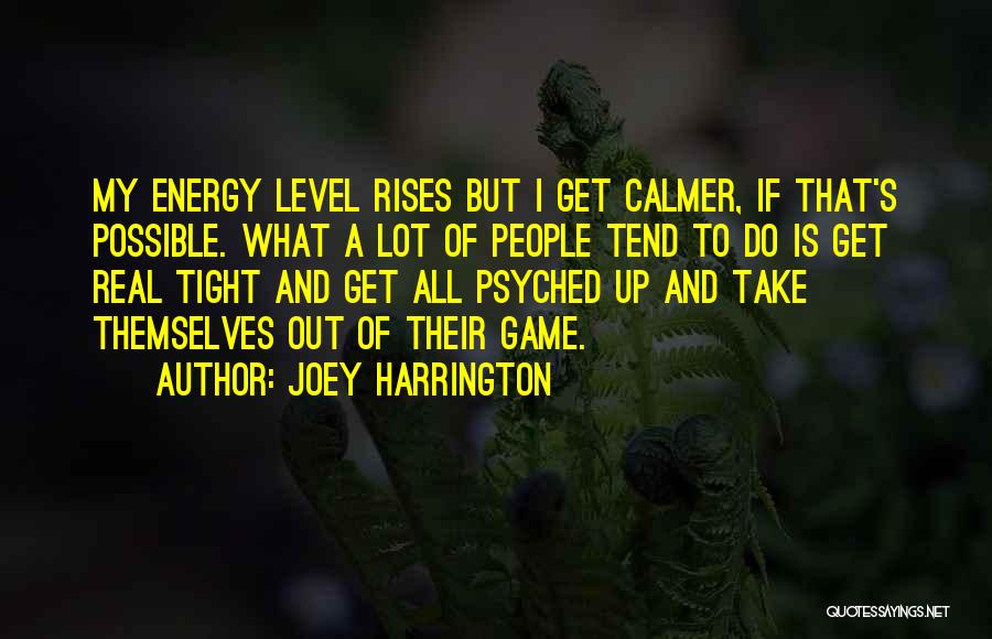 Joey Harrington Quotes: My Energy Level Rises But I Get Calmer, If That's Possible. What A Lot Of People Tend To Do Is