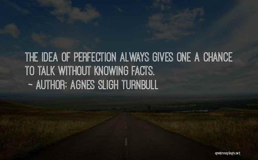 Agnes Sligh Turnbull Quotes: The Idea Of Perfection Always Gives One A Chance To Talk Without Knowing Facts.