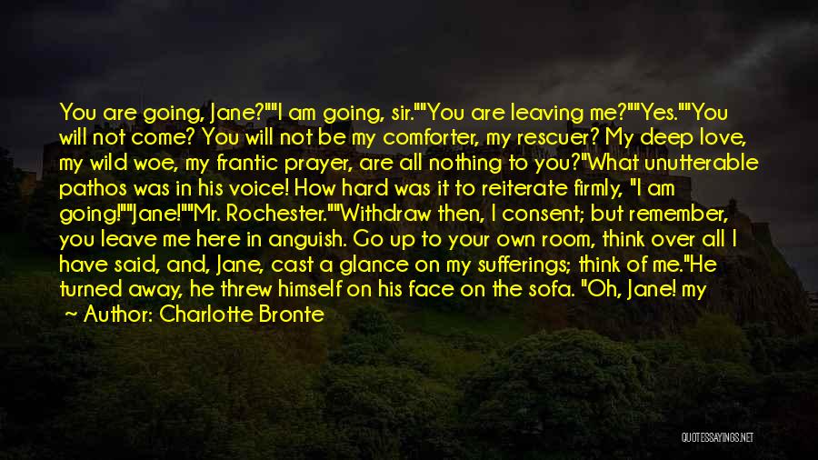 Charlotte Bronte Quotes: You Are Going, Jane?i Am Going, Sir.you Are Leaving Me?yes.you Will Not Come? You Will Not Be My Comforter, My