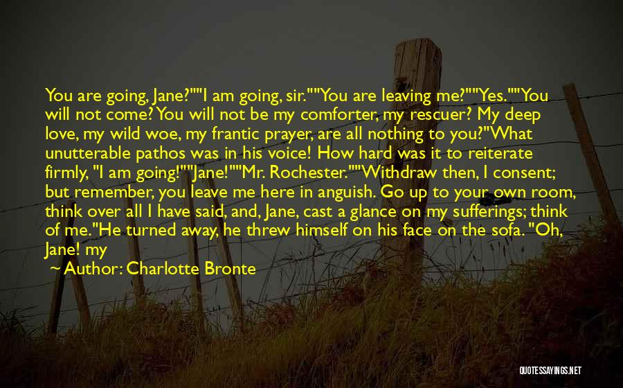 Charlotte Bronte Quotes: You Are Going, Jane?i Am Going, Sir.you Are Leaving Me?yes.you Will Not Come? You Will Not Be My Comforter, My