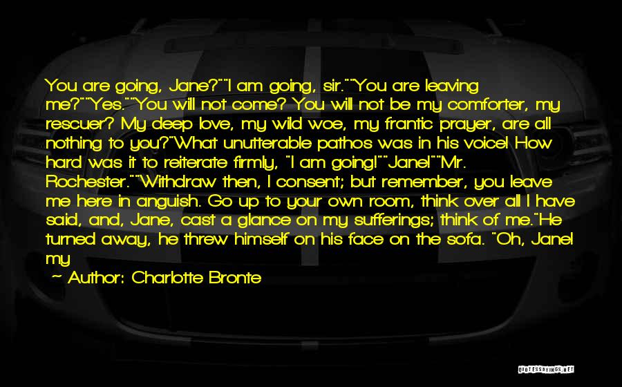 Charlotte Bronte Quotes: You Are Going, Jane?i Am Going, Sir.you Are Leaving Me?yes.you Will Not Come? You Will Not Be My Comforter, My