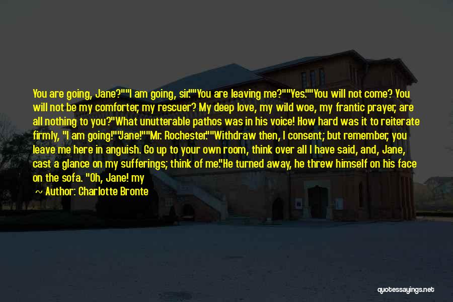 Charlotte Bronte Quotes: You Are Going, Jane?i Am Going, Sir.you Are Leaving Me?yes.you Will Not Come? You Will Not Be My Comforter, My