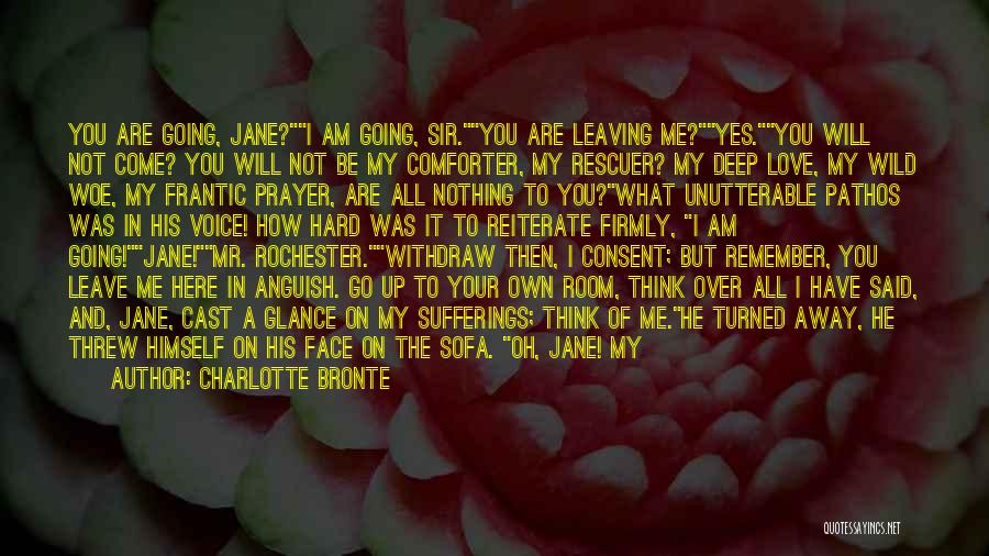 Charlotte Bronte Quotes: You Are Going, Jane?i Am Going, Sir.you Are Leaving Me?yes.you Will Not Come? You Will Not Be My Comforter, My