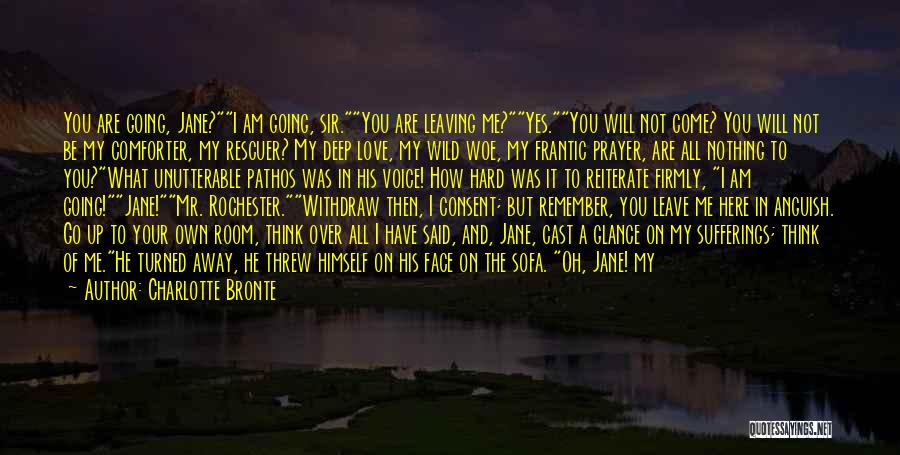 Charlotte Bronte Quotes: You Are Going, Jane?i Am Going, Sir.you Are Leaving Me?yes.you Will Not Come? You Will Not Be My Comforter, My