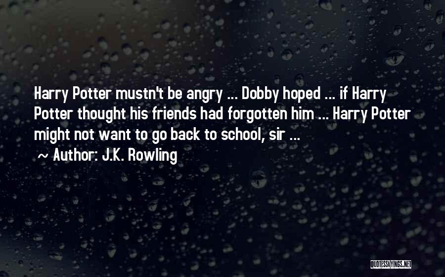 J.K. Rowling Quotes: Harry Potter Mustn't Be Angry ... Dobby Hoped ... If Harry Potter Thought His Friends Had Forgotten Him ... Harry