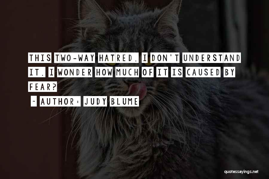 Judy Blume Quotes: This Two-way Hatred. I Don't Understand It. I Wonder How Much Of It Is Caused By Fear?