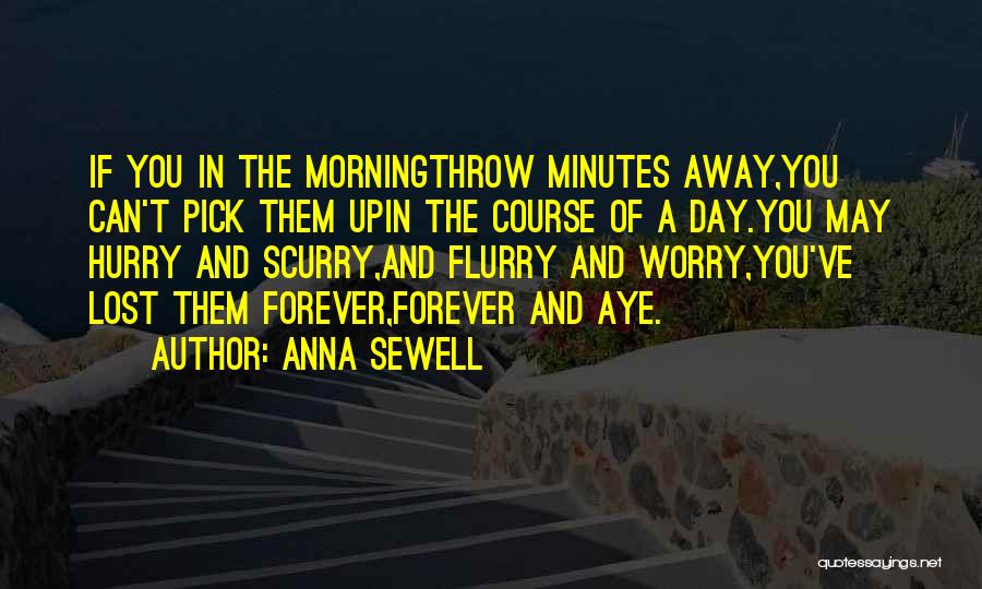 Anna Sewell Quotes: If You In The Morningthrow Minutes Away,you Can't Pick Them Upin The Course Of A Day.you May Hurry And Scurry,and