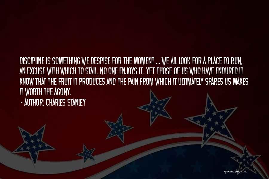 Charles Stanley Quotes: Discipline Is Something We Despise For The Moment ... We All Look For A Place To Run, An Excuse With