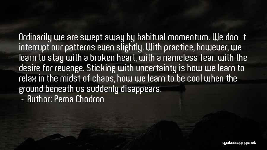 Pema Chodron Quotes: Ordinarily We Are Swept Away By Habitual Momentum. We Don't Interrupt Our Patterns Even Slightly. With Practice, However, We Learn