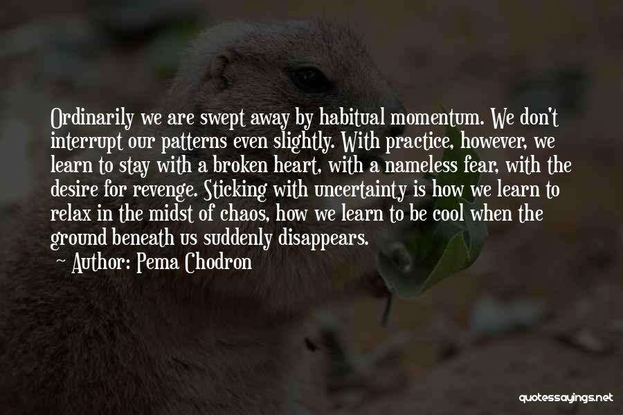 Pema Chodron Quotes: Ordinarily We Are Swept Away By Habitual Momentum. We Don't Interrupt Our Patterns Even Slightly. With Practice, However, We Learn