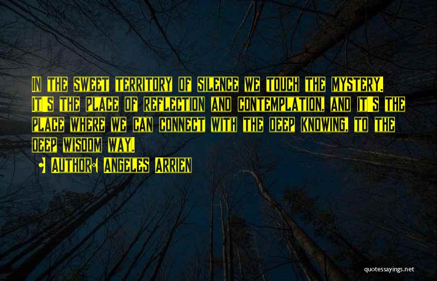 Angeles Arrien Quotes: In The Sweet Territory Of Silence We Touch The Mystery. It's The Place Of Reflection And Contemplation, And It's The