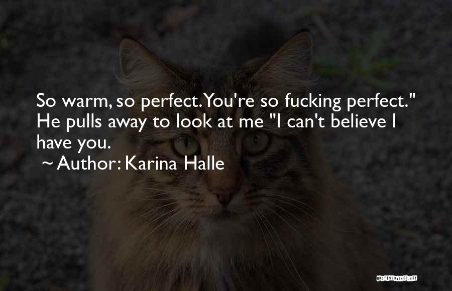 Karina Halle Quotes: So Warm, So Perfect. You're So Fucking Perfect. He Pulls Away To Look At Me I Can't Believe I Have