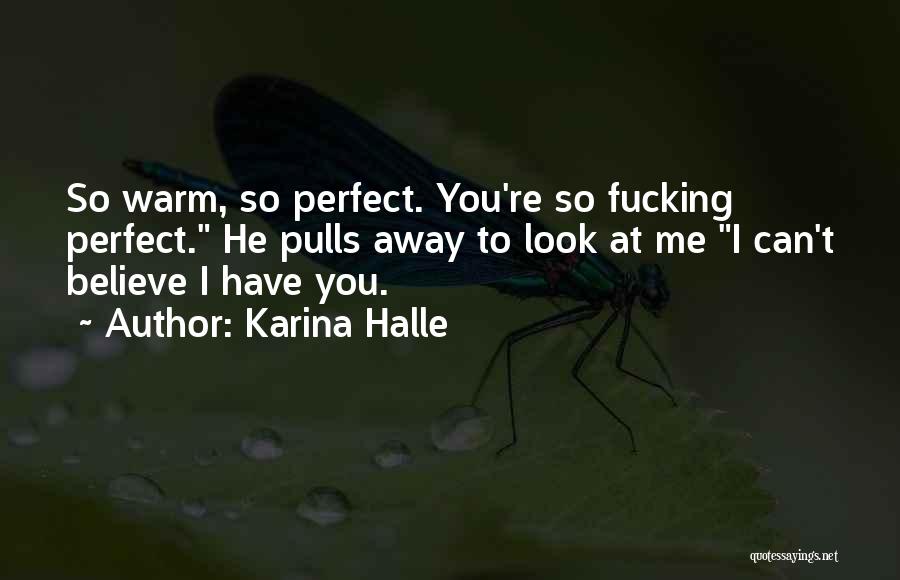 Karina Halle Quotes: So Warm, So Perfect. You're So Fucking Perfect. He Pulls Away To Look At Me I Can't Believe I Have