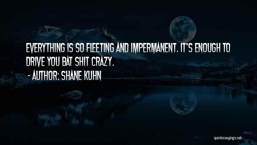 Shane Kuhn Quotes: Everything Is So Fleeting And Impermanent. It's Enough To Drive You Bat Shit Crazy.