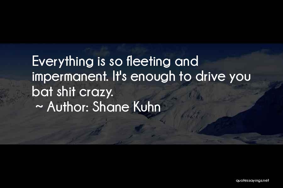 Shane Kuhn Quotes: Everything Is So Fleeting And Impermanent. It's Enough To Drive You Bat Shit Crazy.
