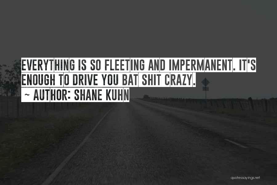 Shane Kuhn Quotes: Everything Is So Fleeting And Impermanent. It's Enough To Drive You Bat Shit Crazy.