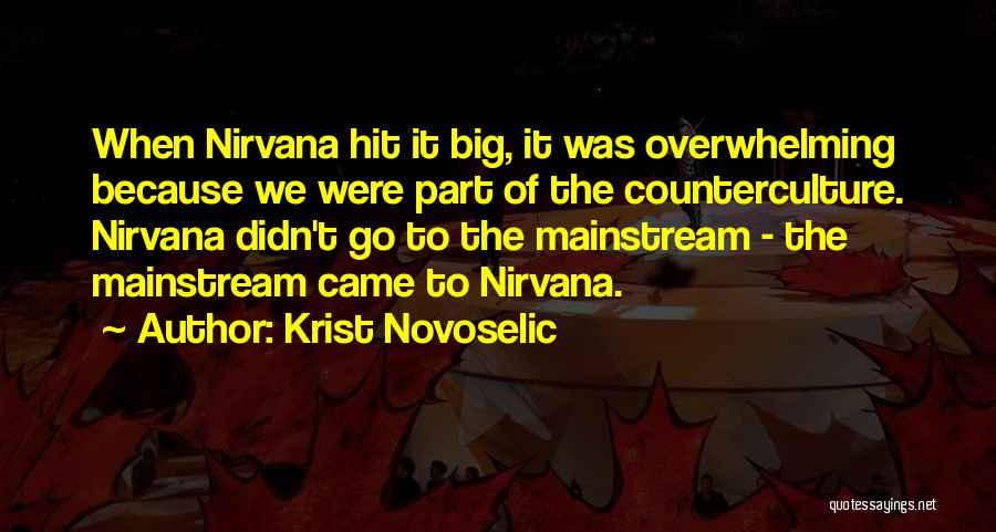 Krist Novoselic Quotes: When Nirvana Hit It Big, It Was Overwhelming Because We Were Part Of The Counterculture. Nirvana Didn't Go To The