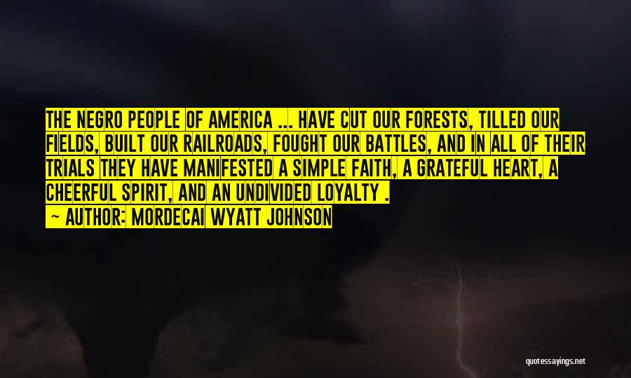 Mordecai Wyatt Johnson Quotes: The Negro People Of America ... Have Cut Our Forests, Tilled Our Fields, Built Our Railroads, Fought Our Battles, And