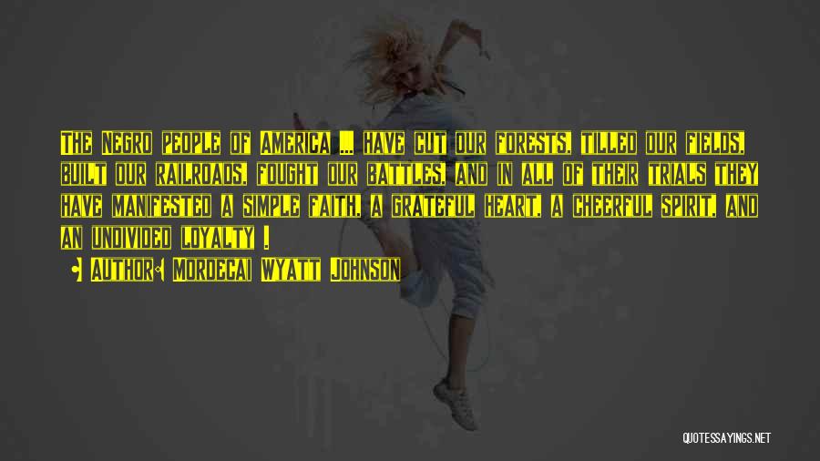 Mordecai Wyatt Johnson Quotes: The Negro People Of America ... Have Cut Our Forests, Tilled Our Fields, Built Our Railroads, Fought Our Battles, And