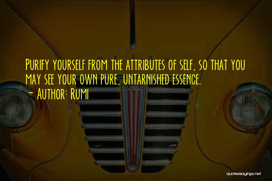Rumi Quotes: Purify Yourself From The Attributes Of Self, So That You May See Your Own Pure, Untarnished Essence.