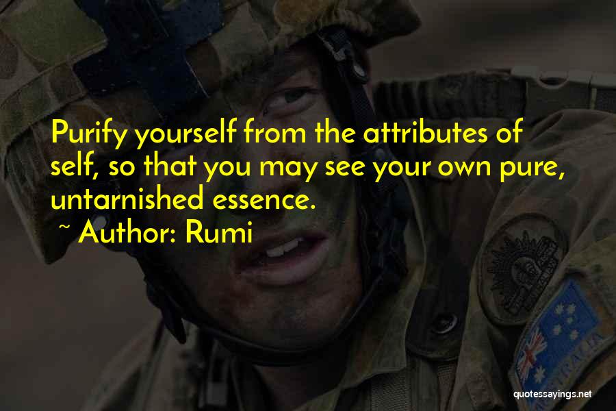 Rumi Quotes: Purify Yourself From The Attributes Of Self, So That You May See Your Own Pure, Untarnished Essence.