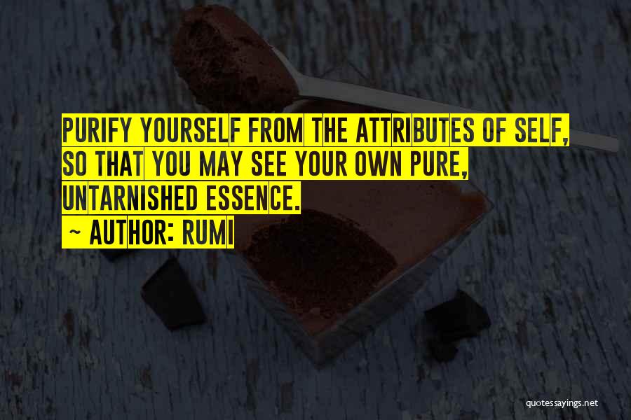Rumi Quotes: Purify Yourself From The Attributes Of Self, So That You May See Your Own Pure, Untarnished Essence.