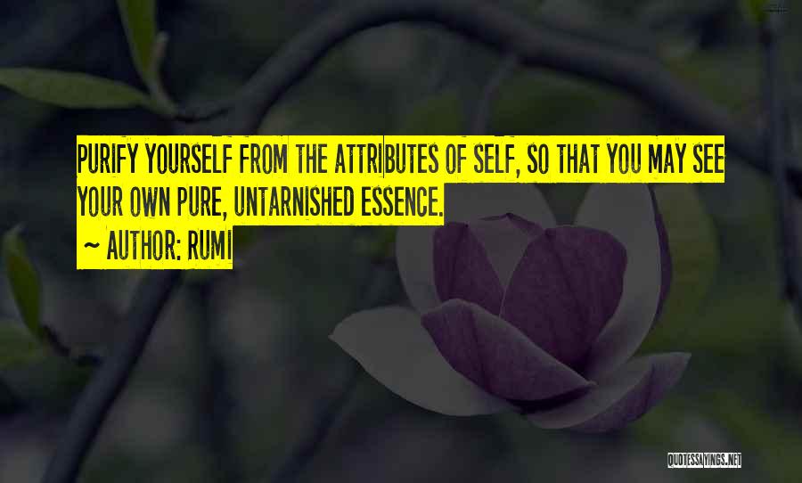 Rumi Quotes: Purify Yourself From The Attributes Of Self, So That You May See Your Own Pure, Untarnished Essence.