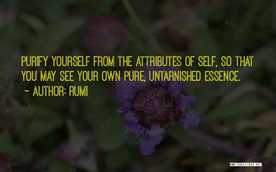 Rumi Quotes: Purify Yourself From The Attributes Of Self, So That You May See Your Own Pure, Untarnished Essence.